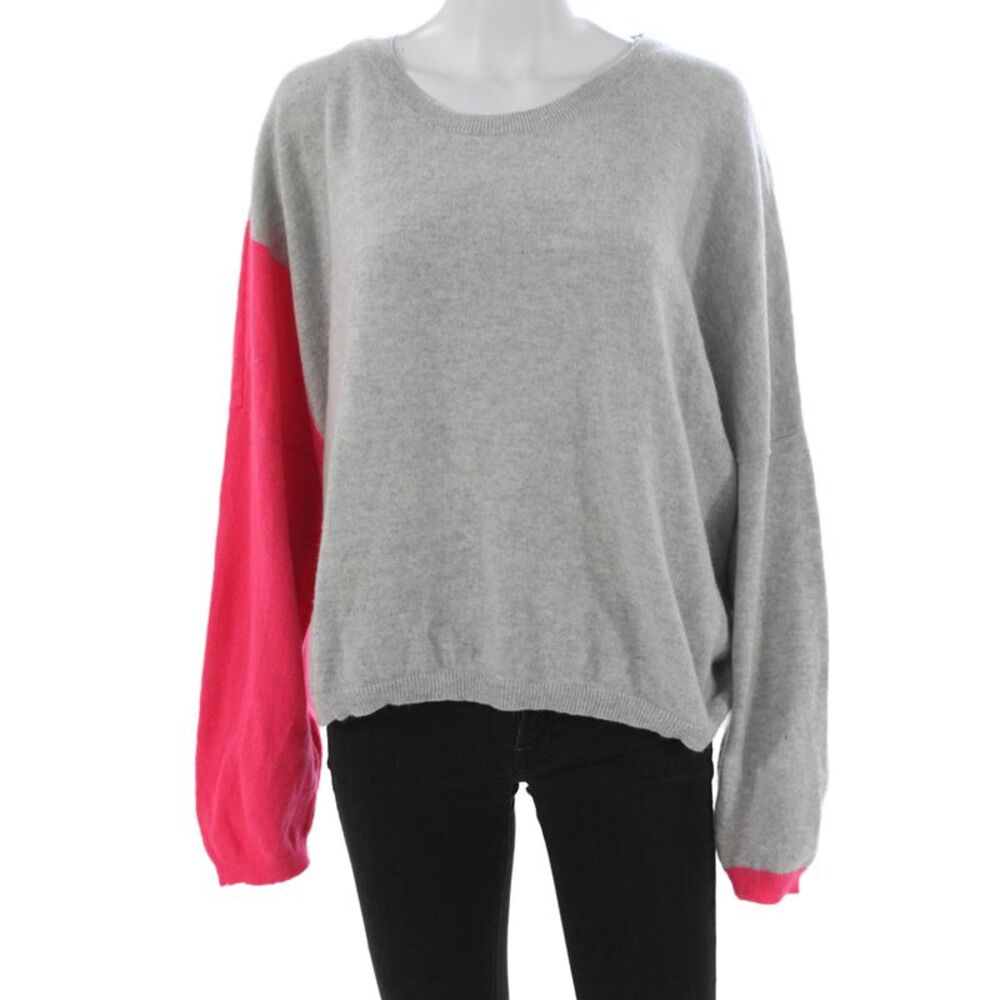 Brodie Womens Cashmere Pullover Crew Neck Gray Long Sleeve Size XL